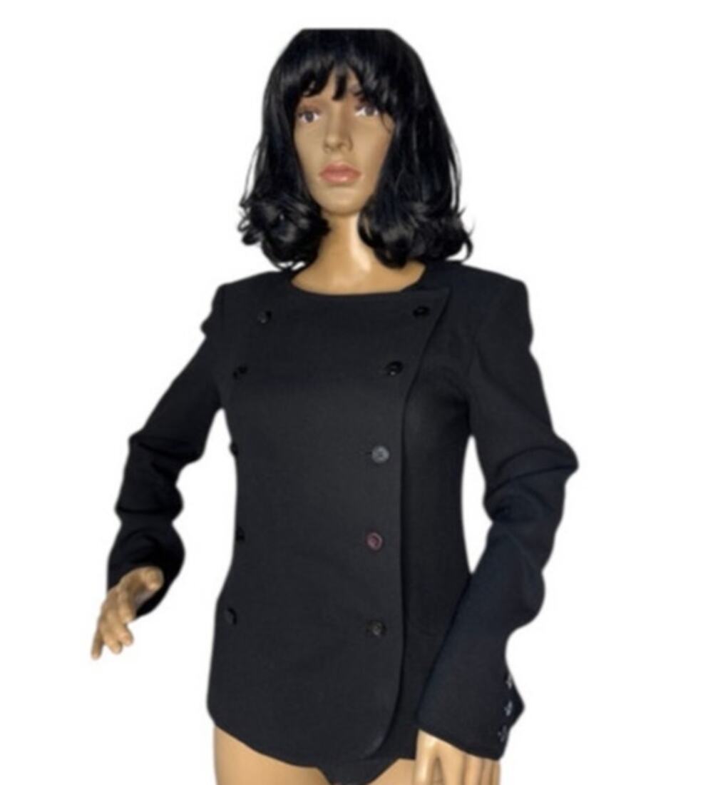 1970s–90s Albert Nipon Black Wool Military Blazer Size Xs-Small